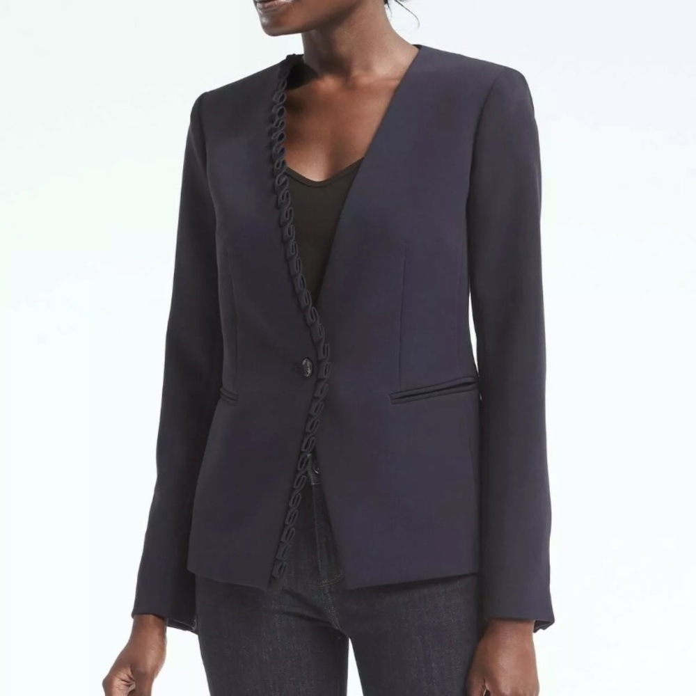 Banana Republic Womens Pleated Ruffle Blazer